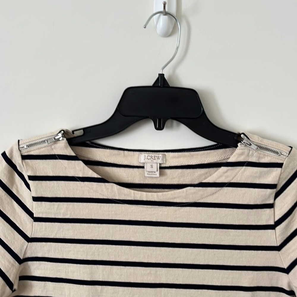 J. Crew Factory Striped Shift Dress with Zipper Shoulder Detai Small - Picture 2 of 6